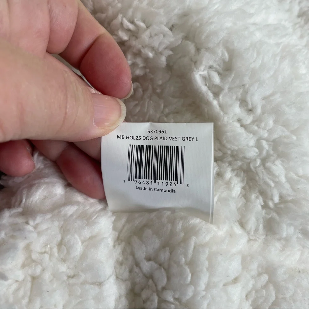 NEW Charcoal Quilted Dog Jacket with Cream Fleece Lining